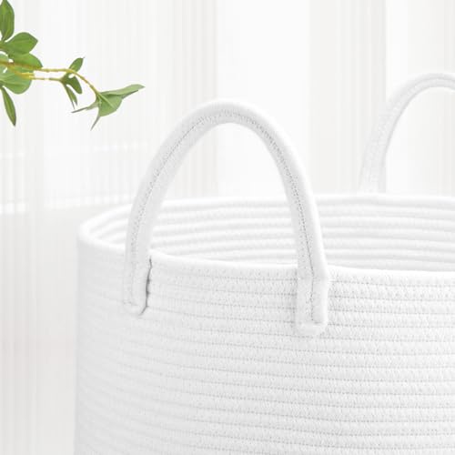 Image of Large Cotton Rope Laundry Hamper for Girls Boys Kids 65L, White