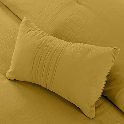 Modern Threads - Comforter Set - Down Alternative Brushed Microfiber - Elegant All Season Bedspread - Includes Shams, & Decorative Pillow - Luxurious Bedding - Gold, King #TOP4