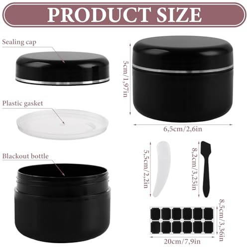 APACALI Lot de 36 pots à pommade de 100 ml, boîtes à crème à remplir, réutilisables, en plastique, avec spatule, stylo et étiquette pour huiles, lotions, crèmes – vue 2