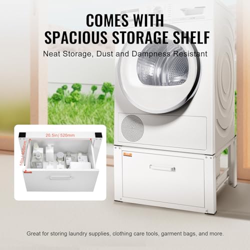 Image of VEVOR Laundry Pedestal 27 inch Wide 14.4 inch Height, Washer And Dryer Base Stand Platform Universal Fit 660lbs Capacity, Heavy Duty Multi-Functional Base for Washing Machine with Drawer & Rich Accessories