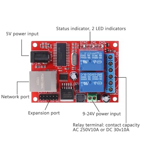 Module de contrôleur TCP/UDP Ethernet 2 canaux avec relais temporisé web - 4