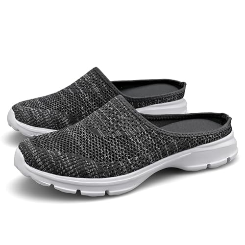 Womens Backless Walking Sneakers Summer Slip-on Mule Shoes Breathable Slippers Closed Toe Slides Comfort Walking Shoes