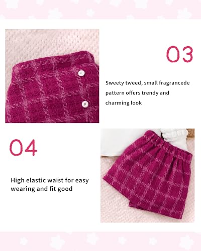 Image of Toddler Girl Clothes Fall Winter Girls Clothing Set Long Sleeve T-Shirt Tops & Plaid Mini Skirts Dress 2Pcs Outfits