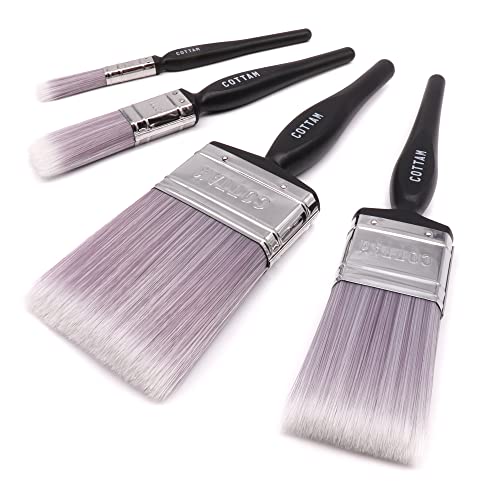 COTTAM Synthetic Paint Brush Set | Set of 4 | Emulsion Paint Brush & Gloss Paint Brush | Paint Brushes For Painting & Decorating