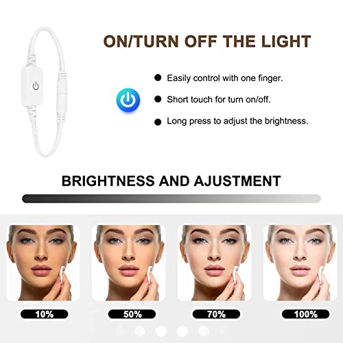 Led Vanity Mirror Lights, 12.5Ft Makeup Lights For Vanity Stick On, Natural Daylight Dimmable Bulbs, Diy Ball Lights For Dressing Table Bathroom Wall Mirror Lighting (Mirror Not Included) #TOP2