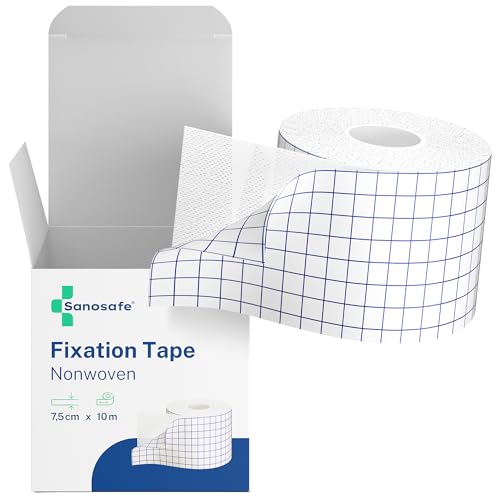 Sanosafe® Medical Fixation Tape for Dressings 7.5 cm x 10 m | Hypoallergenic and Breathable Adhesive Bandage for Skin and Wound Care | Soft White Roll for Professional and Home Use