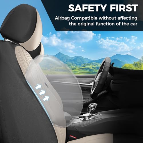 Image of Car Seat Covers Front Seat, Leather Seat Covers for Cars, Waterproof Car Seat Protector Breathable, Front Seat Covers for Cars, Automotive Seat Covers Universal Fit for Most Car SUV Truck