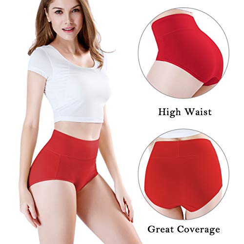 Image of wirarpa Women's Cotton Underwear High Waist Full Coverage Brief Panty Multipack