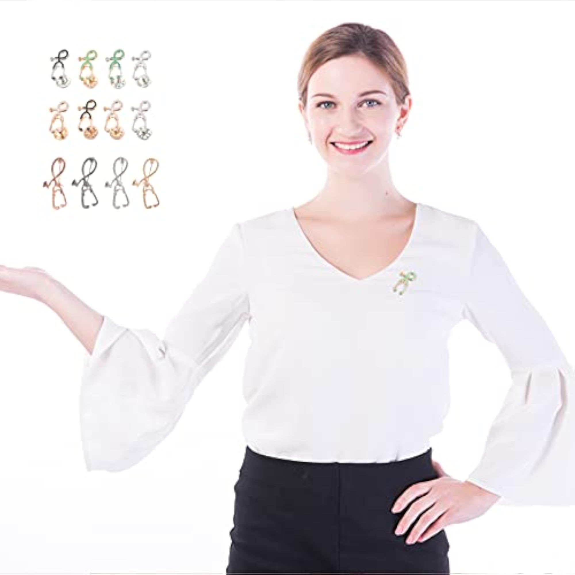 12 Piece Cute Stethoscope Brooch Pins for Medical Professionals