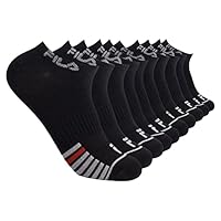 Fila Womens 10 Pack No Show Casual Sock, Black/Multi (10 Pack), 9-11 US