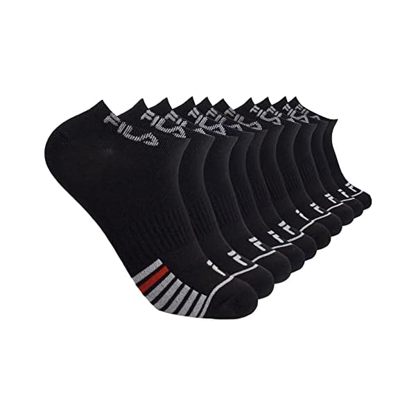 Fila Women’s No Show Socks, Black/Multi (10 Pack), One Size