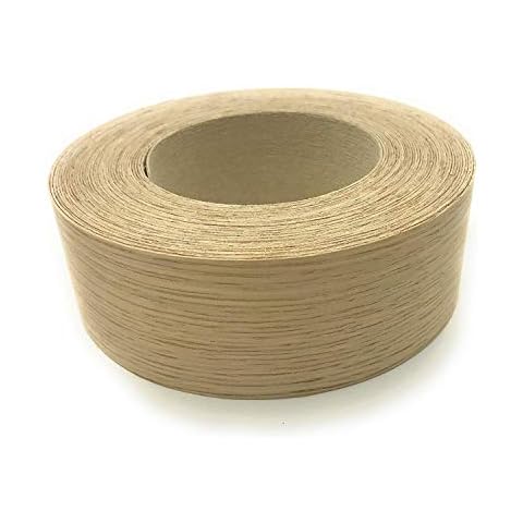 Edge Supply White Oak 2" x 25' Roll Preglued, Wood Veneer Edge Banding, Iron on with Hot Melt Adhesive, Flexible Wood Tape Sanded to Perfection. Easy Application Wood Edging. Made in USA Cover