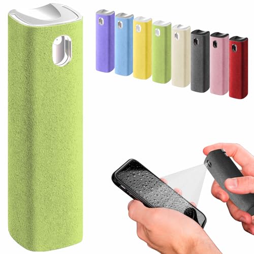 IO CLEAN Mini Screen Cleaner Spray – Finger Proof Screen Cleaner for Smartphones, iPads, MacBooks, Laptops, Car Screens, Touchscreens – 3in1 Mist Cleaner, Microfiber Cloth and Protective Cover (Green)
