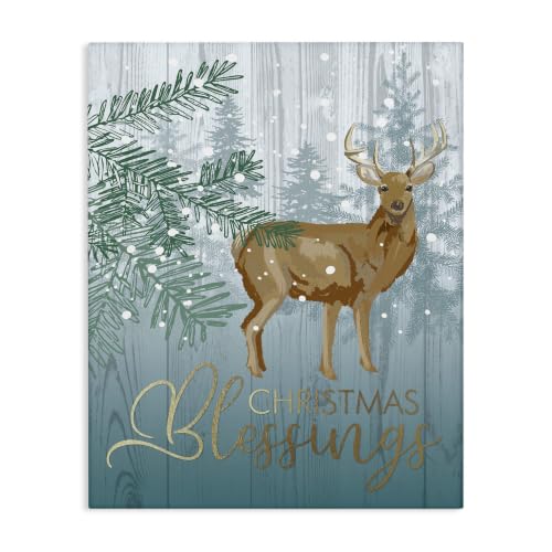 Stupell Industries Christmas Deer Fir Holiday, 24 x 30 Inch Canvas Wall Art