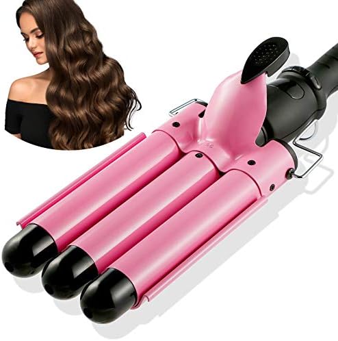3 Barrel Curling Iron, LAurth Triple Barrel Curling Iron with LCD Temp Display, 1 Inch Ceramic Hair Curling Iron, Temperature Adjustable Wave Curling Iron for Short Long Hair