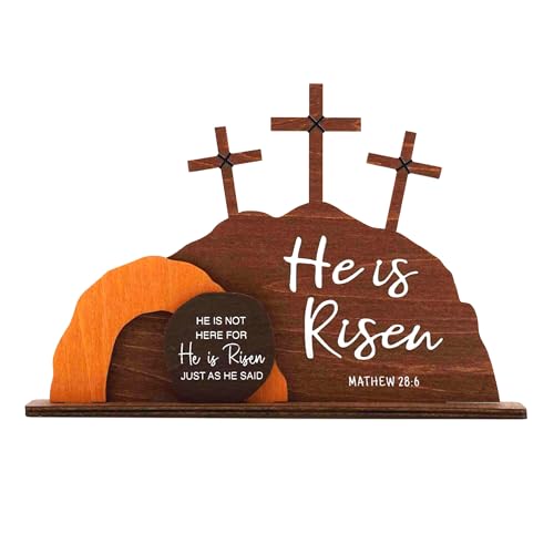 Empty Tomb Easter Decor, He Is Risen Cross, Easter Christian Decor For Home, He Is Risen Sign, Cross Jesus Home Table Decorations, Tabletop Decor Indoor, Gifts For Men, Women