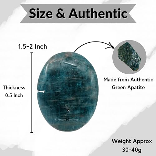 Image of Amazing Gemstone Green Apatite Crystals and Healing Stones - Large Palm Stone Crystals Piedra - Crystal for Good Luck, Balanced Positive Energy, Meditation - Unique Stocking Stuffers, Gifts for Women