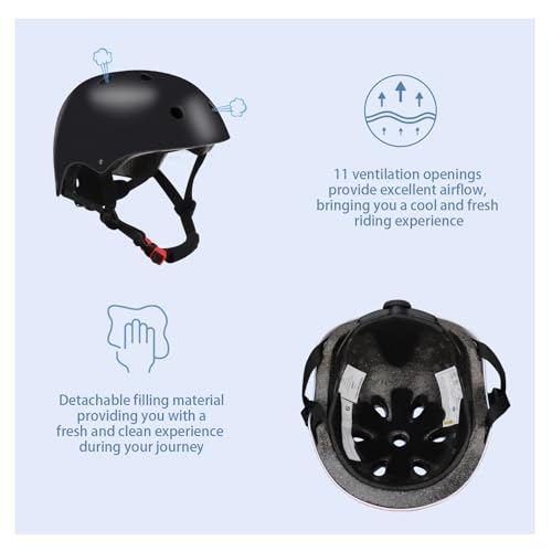 Image of Color Gradient Adjustable Kids Bike Helmet with Knee & Elbow Pads Set | Multi-Sport Safety Gear for Boys & Girls Ages 5-14 | Skateboarding, Scooters, Roller & Inline Skating, Longboarding