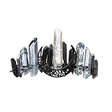 ZHENXI Handmade Faux Raw Crystal Headband - Elegant Quartz Black Moon Bridal Alloy Tiara Crown Headband Hair Hoop Hairband Headwear