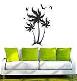 PEMA WANDTATTOO W302 Fiore pianta di Vite Palma Albero Adesivo da Parete 40x36 Centimetri, Nero