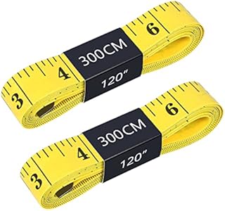 Alinana 2 Pack Soft Measuring Tape for Body (120in 3M) Double Scale Soft Tape Measure Pocket Sewing Tape Measure Cloth Measuring Tape for Tailor, Yellow