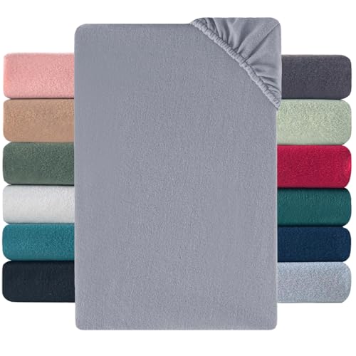 Nesture Winter Thermo Fleece Spannbettlaken 90x200cm 2er Pack, kuschelig weich Spannbetttuch, Flausch Warm Bettlaken | Farbe: Grau