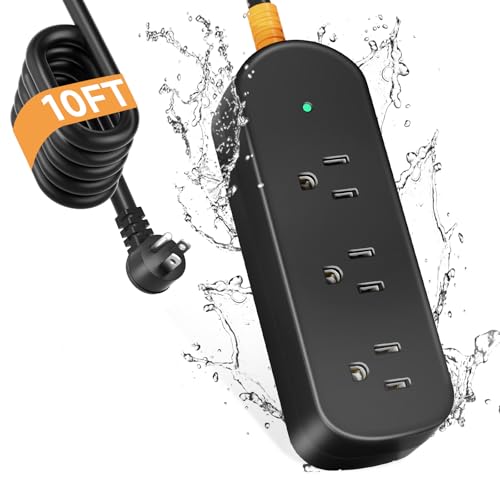 Outdoor Surge Protector Waterproof Power Strip Weatherproof 10 FT Extension