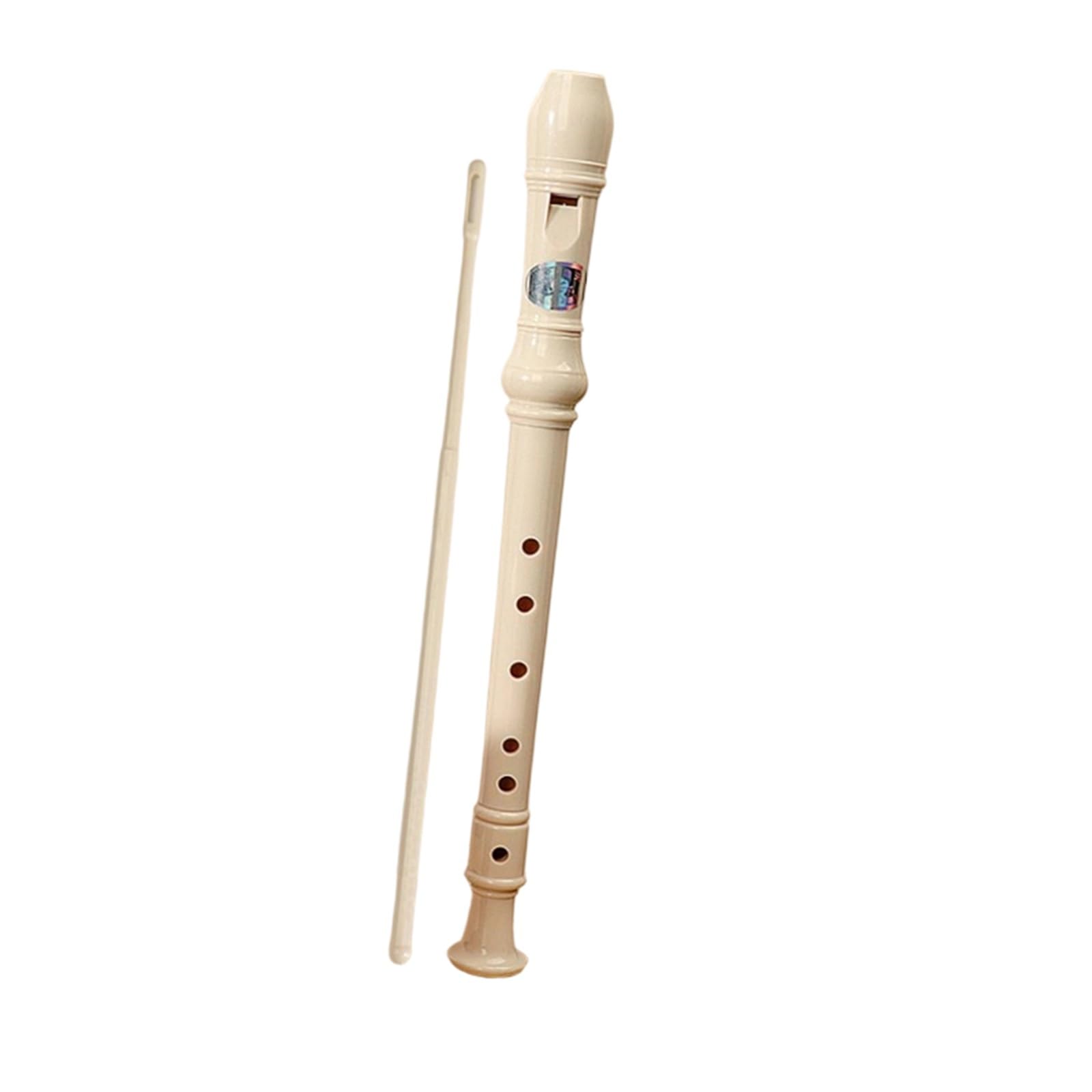 6 Otworowy Flet Prosty Sopranowy W Stylu Niemieckim Idealny Instrument Dęty Dla Początkujących Drewniany Flet Prosty(White)