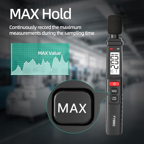 Dezibel-Meter, Schallpegelmesser Tragbar, Digital SPL Meter 30-130dB mit A gewichtet, Schnell/Langsam-Modus, MAX Data Hold, Clip-on Ultraleicht Lärm-Messgerät für Haus Fabrik Klassenzimmer Büro