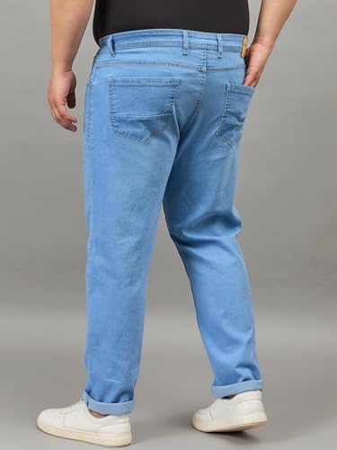 Image of Style Quotient Men Plus Size Black Tapered Fit Mid Rise Stretchable Jeans