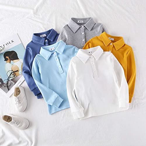 LNICEAR Kids Boys Long Sleeve Solid Color Polo T-Shirts Toddler Casual Basic Tops Tees Blouses2