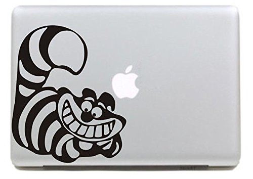 Vati hojas desprendibles Cheshire dibujos animados del gato de las maravillas del vinilo Rise Creativo Fotos etiqueta piel Arte Negro para Apple Macbook Pro Aire Mac 13 "15" pulgadas / Unibody 13 "15" pulgadas portátil Cover