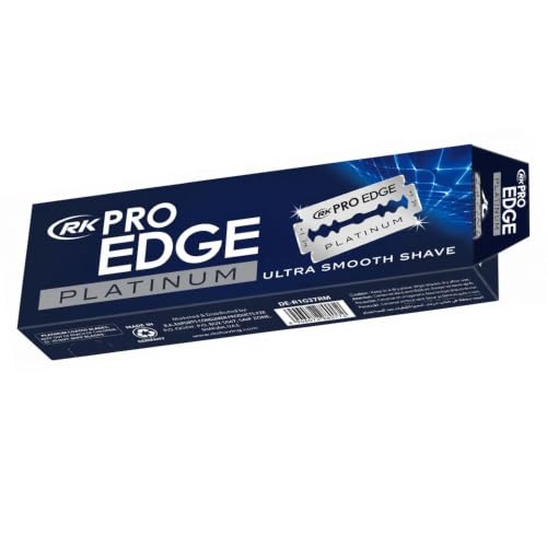 RK ProEdge Platinum Doppelschneidige Rasierklingen - 100 Rasierklingen aus Edelstahl für Rasierhobel und klassische Nassrasur - Präzise und komfortable Herrenrasur