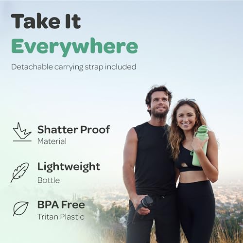 Image of Hydracy Water Bottle with Time Marker - Large 1 Liter 32 Oz BPA Free Water Bottle - Leak Proof & No Sweat Gym Bottle with Fruit Infuser Strainer - Ideal for Fitness or Sports & Outdoors - Aqua Green