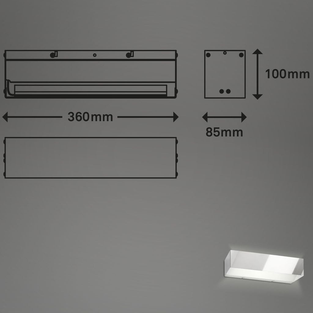 BRILONER - LED Badezimmer Wandleuchte, LED Wandlampe für den Innenbereich, Wandstrahler für den Außenbereich,, Schutzart IP44 gegen Spritzwasser, Chrom
