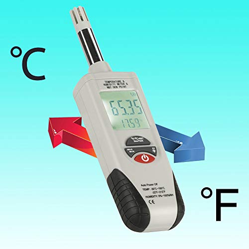 Miniatura 6 de Mengshen Medidor Digital De Humedad Y Temperatura. Termómetro E Higrómetro Multifunción, Con Bulbo Húmedo Punto De Rocío, Para Uso Diario E Industray, Ht-350