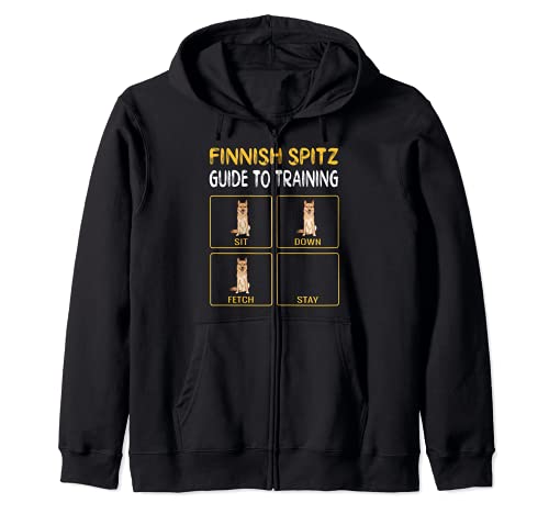 Funny Finnish Spitz Guide To Training Dog Obedience Zip Hoodie, Black