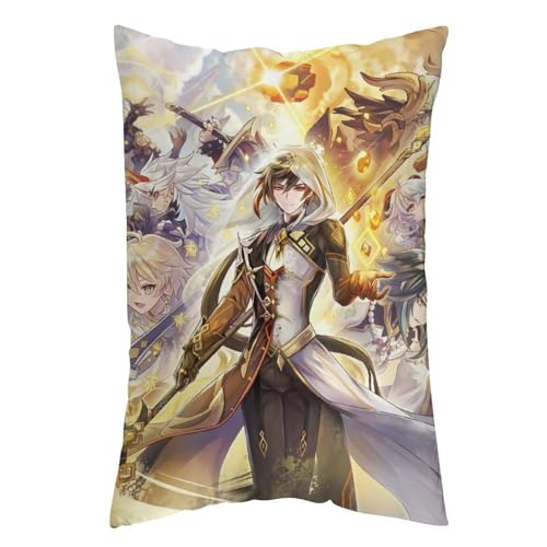 枕カバー 原神 鍾離 ピローケース 76cm*50cm まくらカバー 寝具カバー ファスナー式 抱き枕 クッション 吸汗速乾 静電気対策強化 ソファクッションカバー 快適 肌に優しい 軽量 柔らかい ホテル品質 四節通用 家庭用 アニメ キャラクター グッ