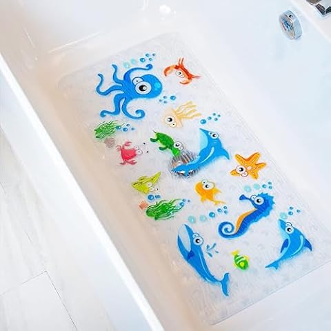 BEEHOMEE Large Cartoon Non-Slip Bath Mat Cover