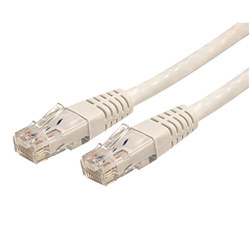 Image of StarTech 5ft CAT6 Ethernet Cable - White CAT 6 Gigabit Ethernet Wire -250Mhz 100W PoE RJ45 UTP Molded Network Patch Cord with Strain Relief (C6PATCH5WH) | 250MHz bandwidth, Gold-plated RJ45, Patch Cable, Ethernet Cord, UTP Molded Network, Strain Relief, 10Gbps speeds
