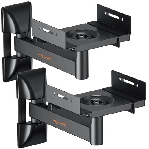 my wall Wandhalterung für Lautsprecher - HB8L, 2er Set, universelle Lautsprecher Halterung, Schwenk- & neigbar, rotierbar, Wandhalter für Regallautsprecher bis 25 kg, schwarz