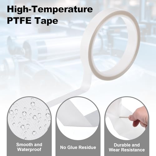 Image of PATIKIL Heat Resistant Tape, 0.6 Inch x 33 Feet High Temperature Tape PTFE Adhesive High Heat Tape Waterproof for Vacuum Sealer Machine Insulation Protection, White, 0.13mm Thick