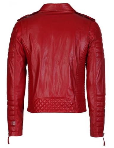 Image of Men's Red Leather Jacket (ZL JK 49 Red,Size :- S to 2XL)