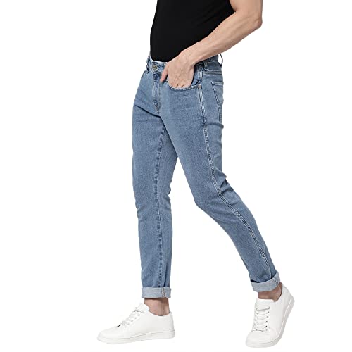 Image of Wrangler Men Solid Indigo Jeans (Skinny)