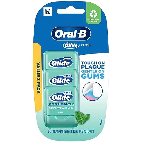 Oral-B Comfort Plus Glide Dental Floss Pack, Mint, 3 Count Cover