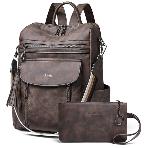 Image of Shrrie Backpack Purse for Women Fashion Leather Backpack Purse Designer Travel Backpack Convertible Shoulder Bag with Wristlet