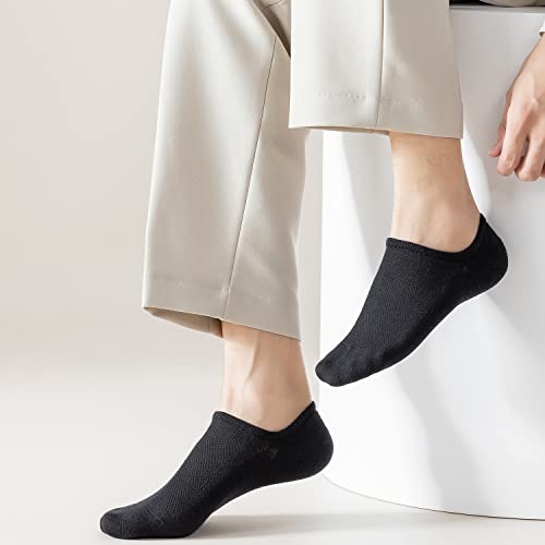 Mottee&Zconia No Show Ankle Low Cut Socks for Mens Basic Black Mesh Top Non slide Cotton Socks 6pack size8-114