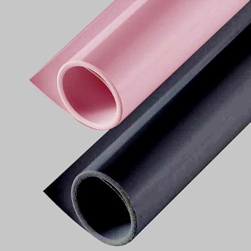 Image of SMILEDRIVE Photography Background Sheets, 60 x 120 cm, Black & Pink | Waterproof, Wrinklefree, PVC Material