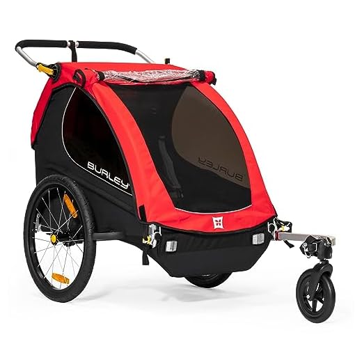 Burley Honey Bee, 2 Seat Kids Bike Trailer & Stroller, Red