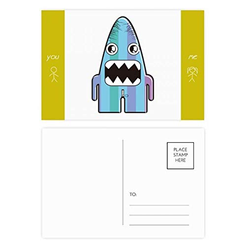 Lot de cartes postales de correspondance motif Alien Monster bleu 5.7 x 3.8 pouces